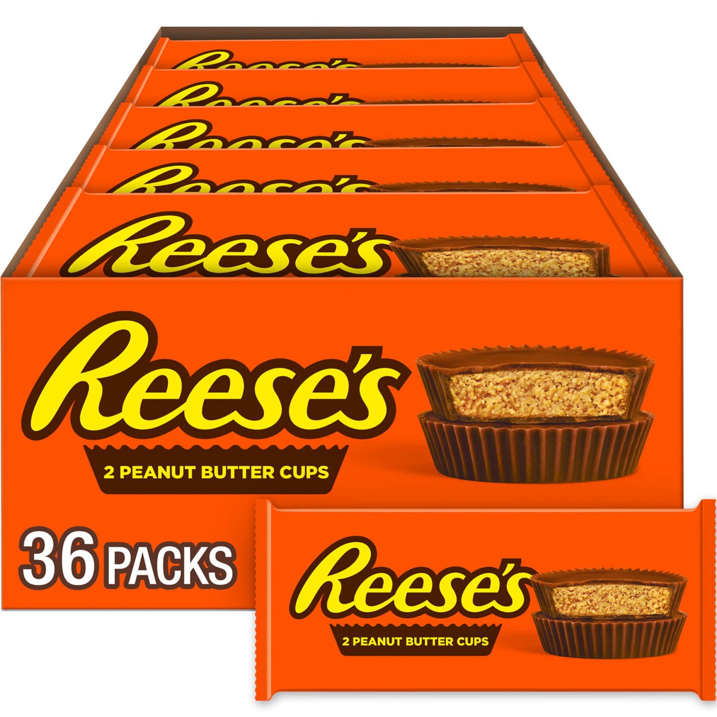 REESE'S Milk Chocolate Peanut Butter Cups, Candy Packs, 1.5 oz (36 Count)